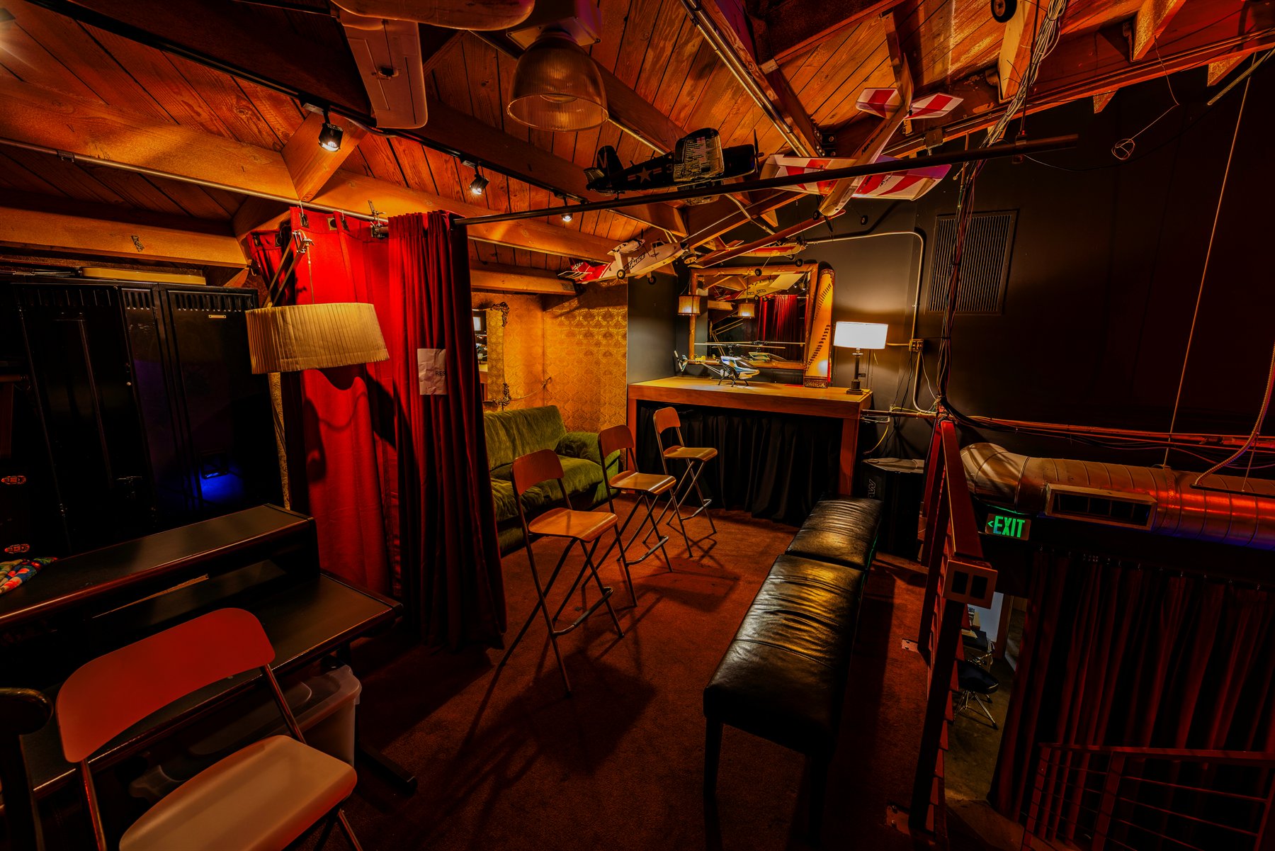 Studio A V.I.P loft lounge with vintage furniture and warm lighting, Clearmountain's Berkeley Street Studios Santa Monica